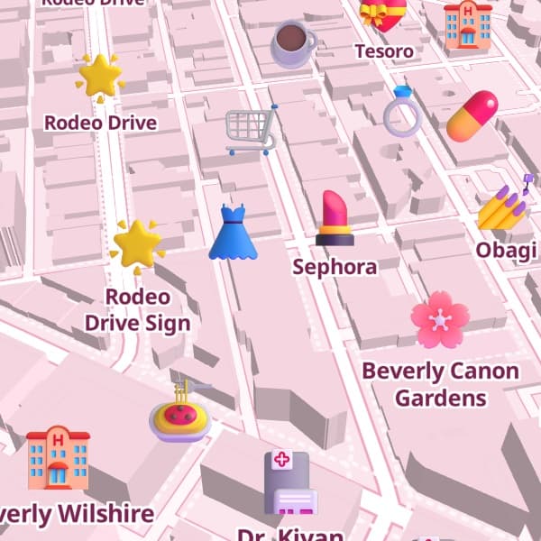 The Pink Princess map theme in GirlyMaps